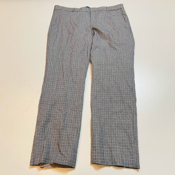 Banana Republic Pant Trouser Wool Plaid Grey Blue Stretch Lined Herringbone 14 - Picture 2 of 13